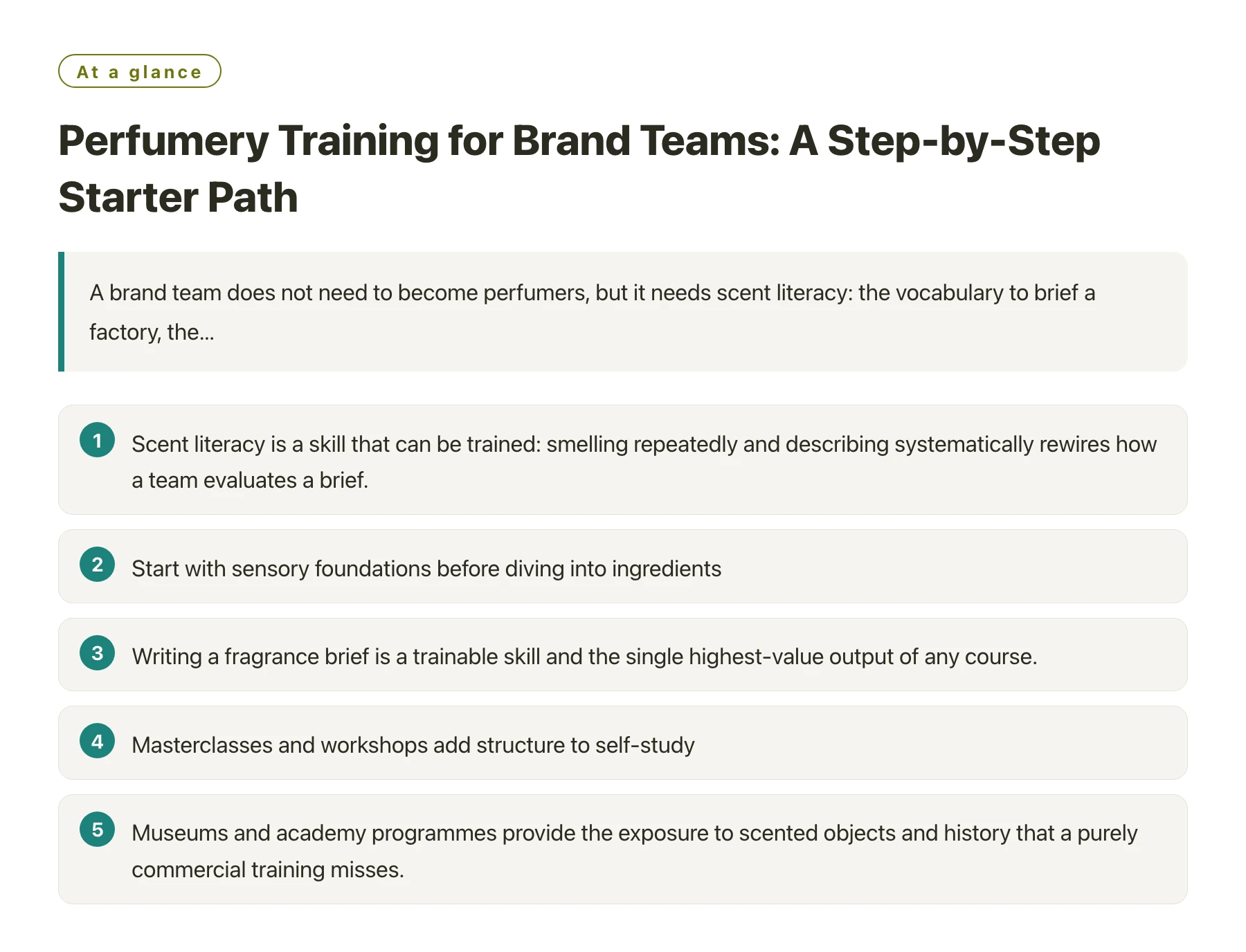 Perfumery Training for Brand Teams: A Step-by-Step Starter Path——全文要点速览