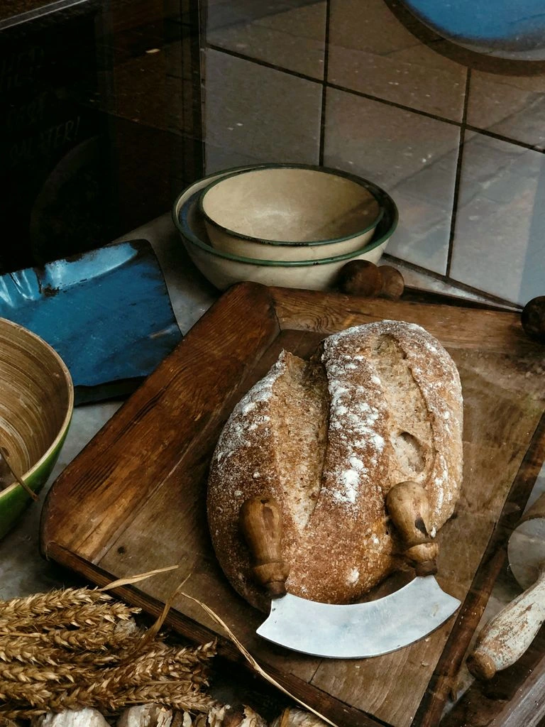No-knead country loaf with butter and honey
