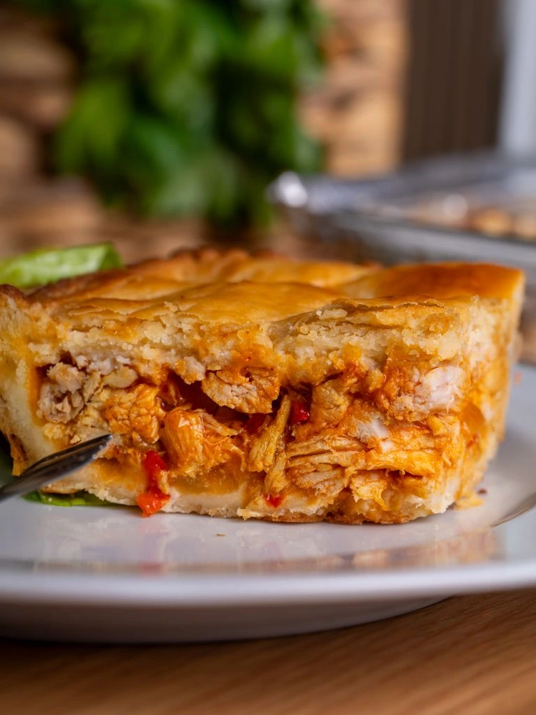 Cast iron chicken pot pie with golden crust